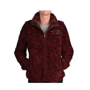 Pendleton womens medium red burgundy zip up jacket schaket warm cozy fall plaid